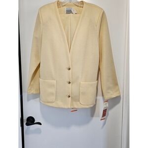 VTG 80s Russ Petites Yellow Pant Suit Set 14P ILGWU Union Made USA Lightweight P